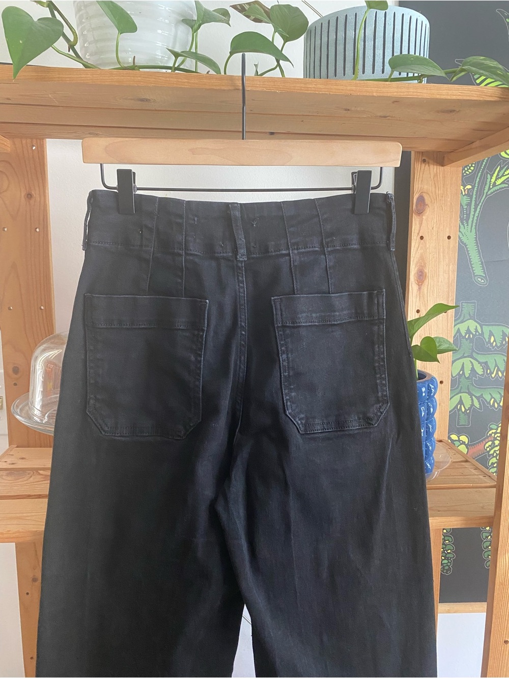 Anthropologie Maeve Colette Washed Black Denim Wide Leg Cropped Jeans 27 - Picture 10 of 15